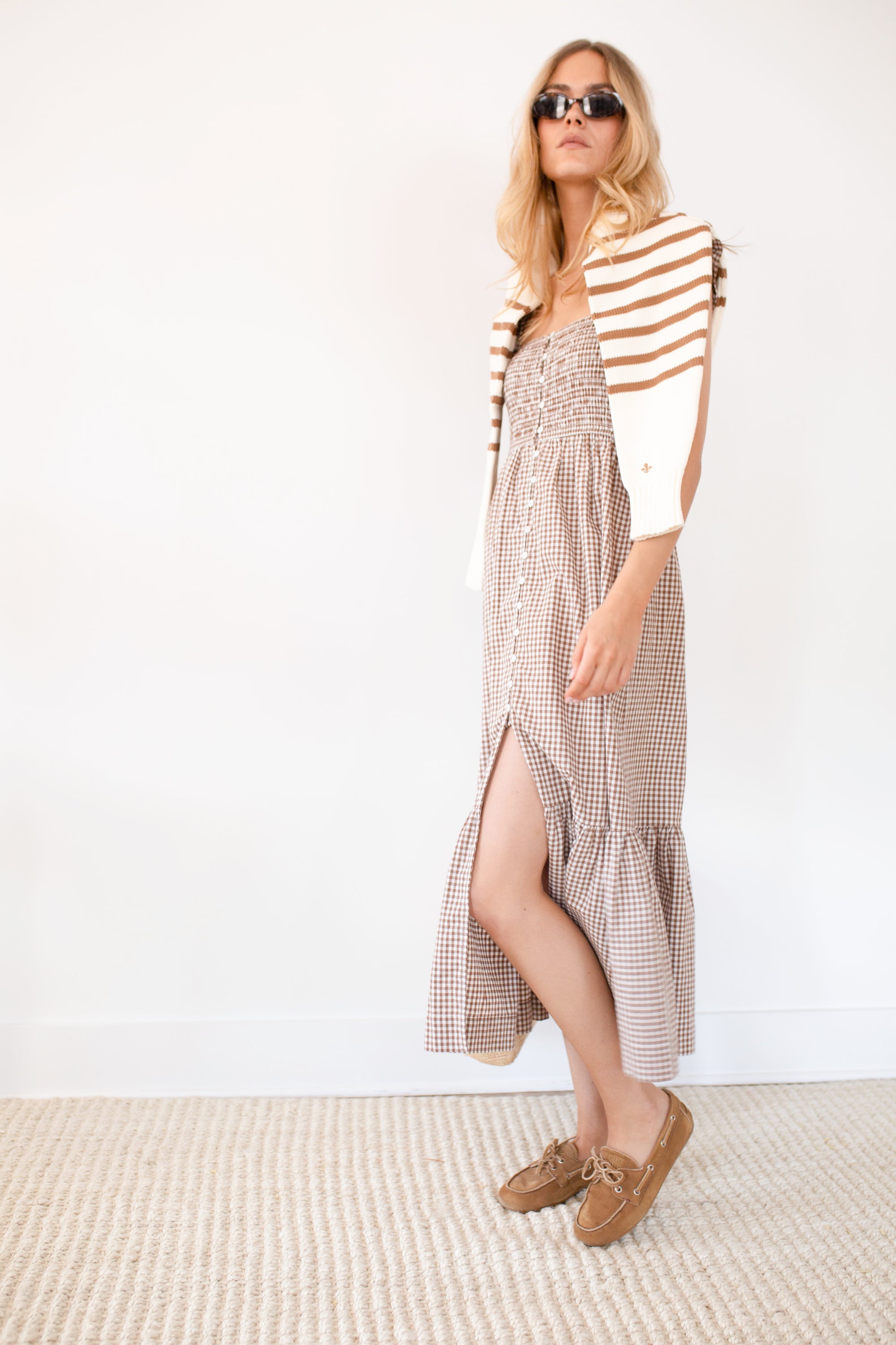 Celine Dress - Mocha Mini Gingham