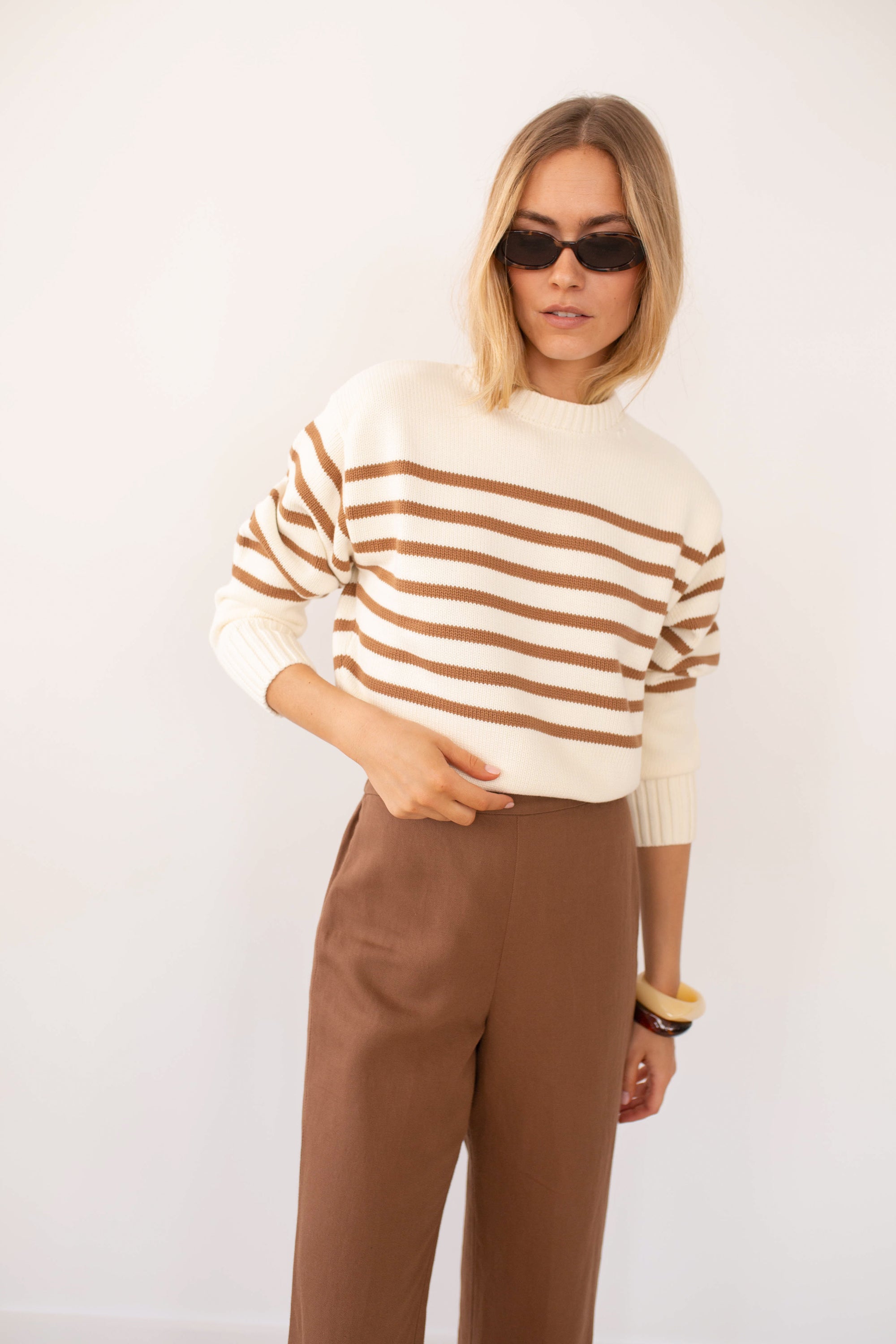 Lake Sweater - Ivory/Camel Stripe
