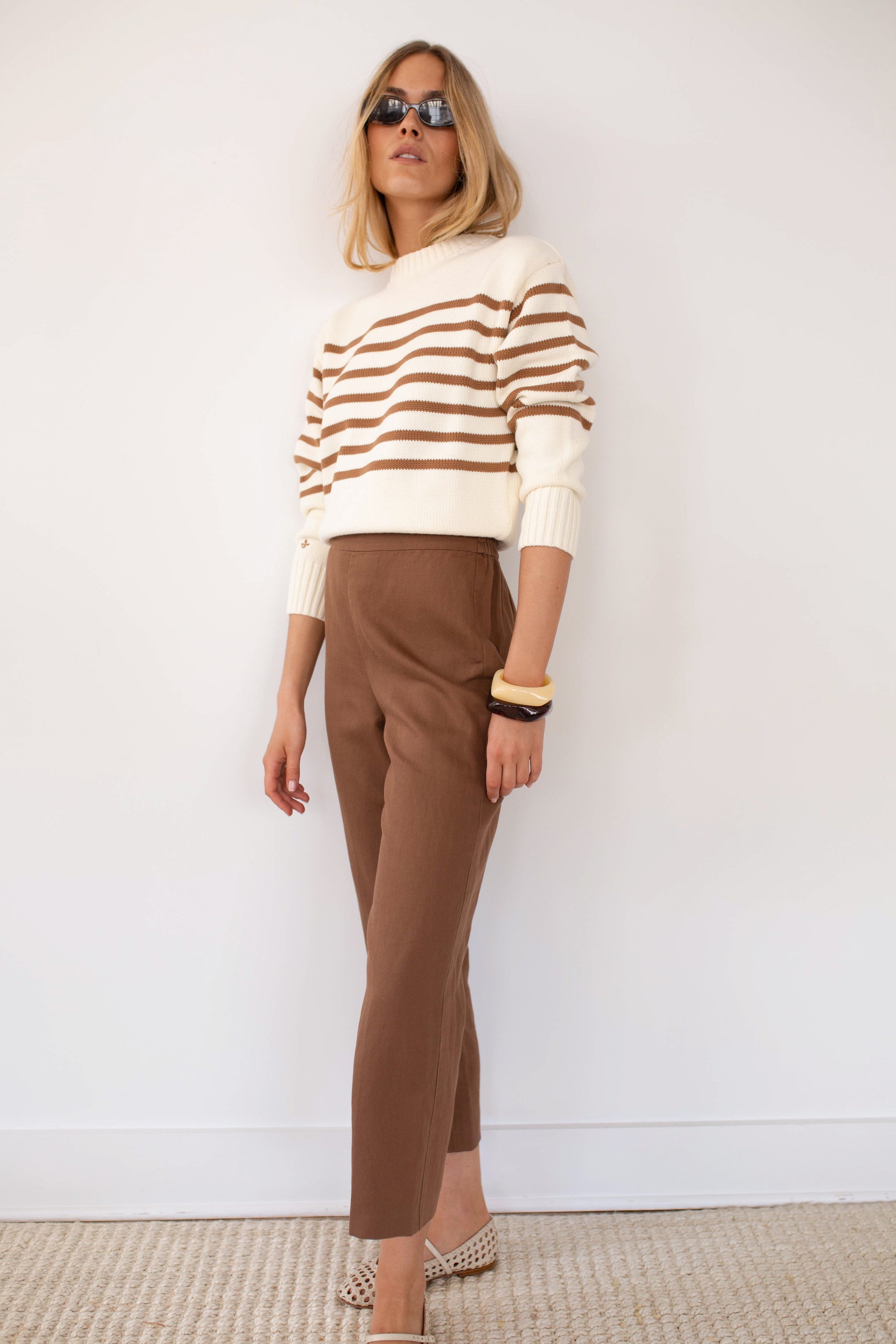 Lake Sweater - Ivory/Camel Stripe