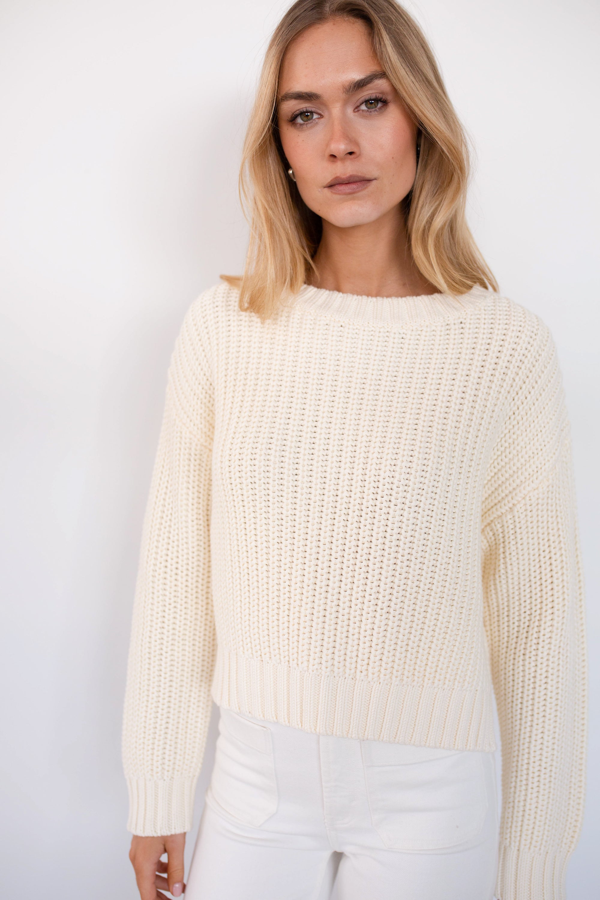 Cropped Beach Sweater - Ivory