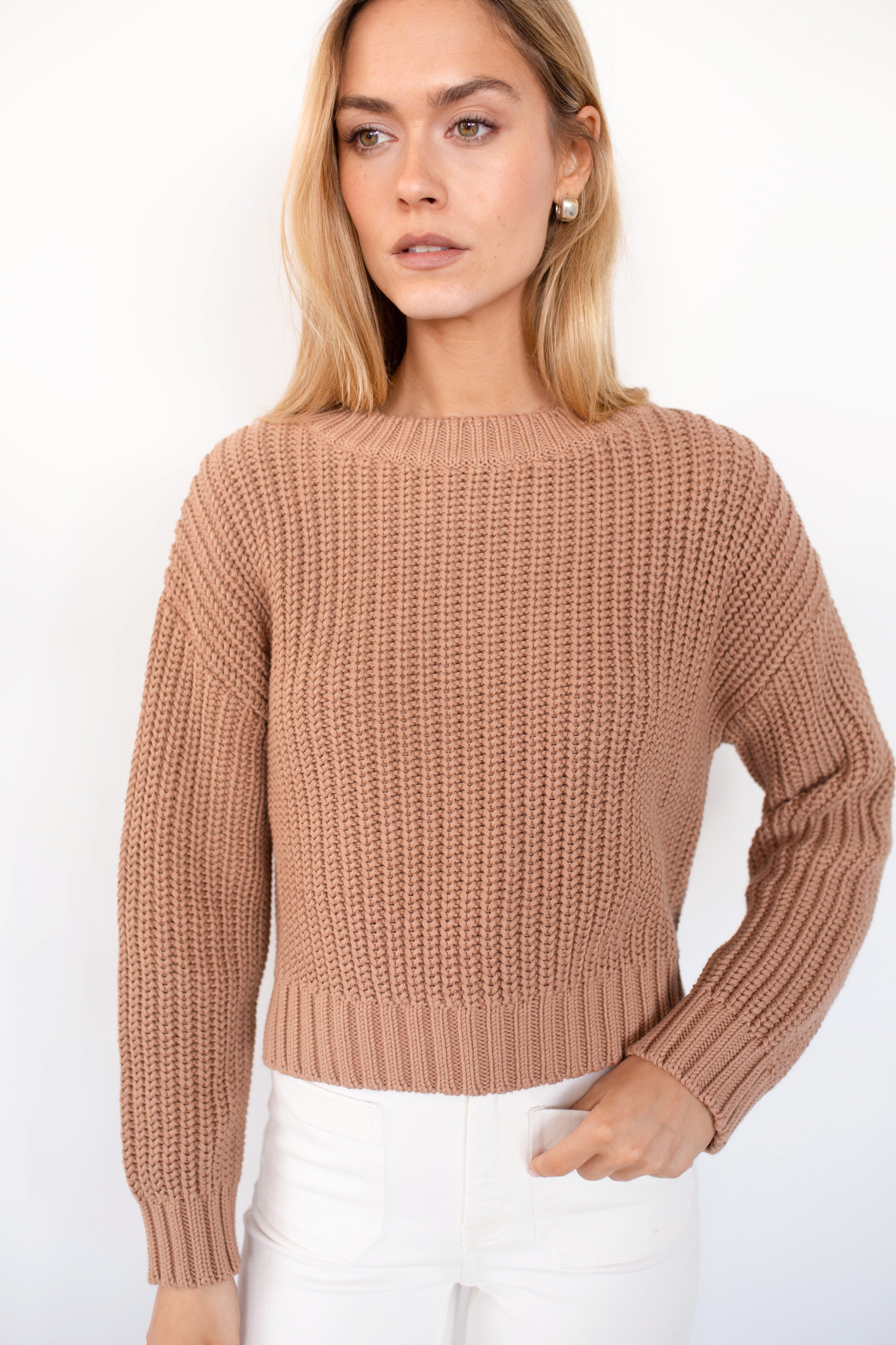 Cropped Beach Sweater - Camel – Marea by Liz Joy