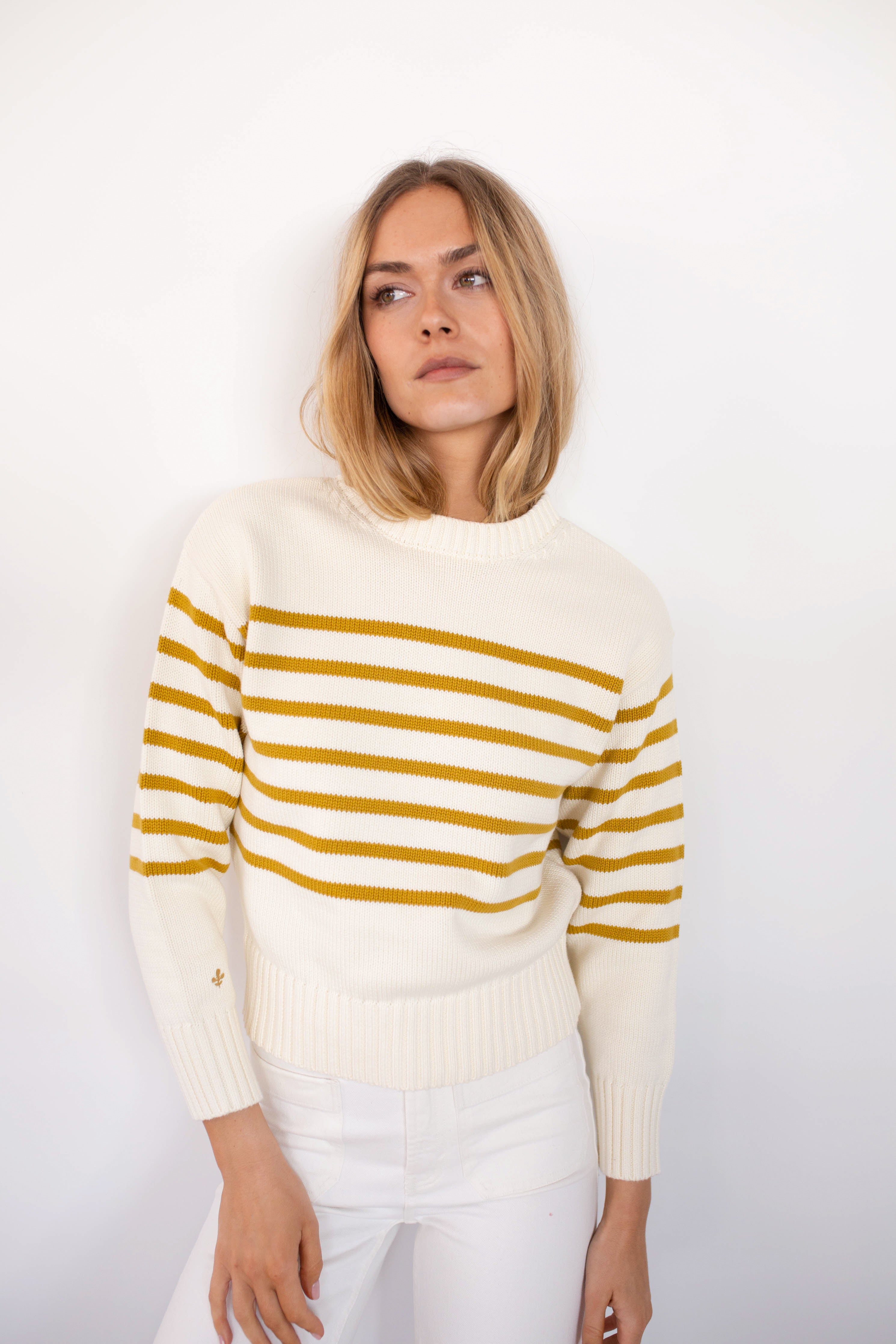 Lake Sweater - Ivory/Chartreuse Stripe – Marea by Liz Joy