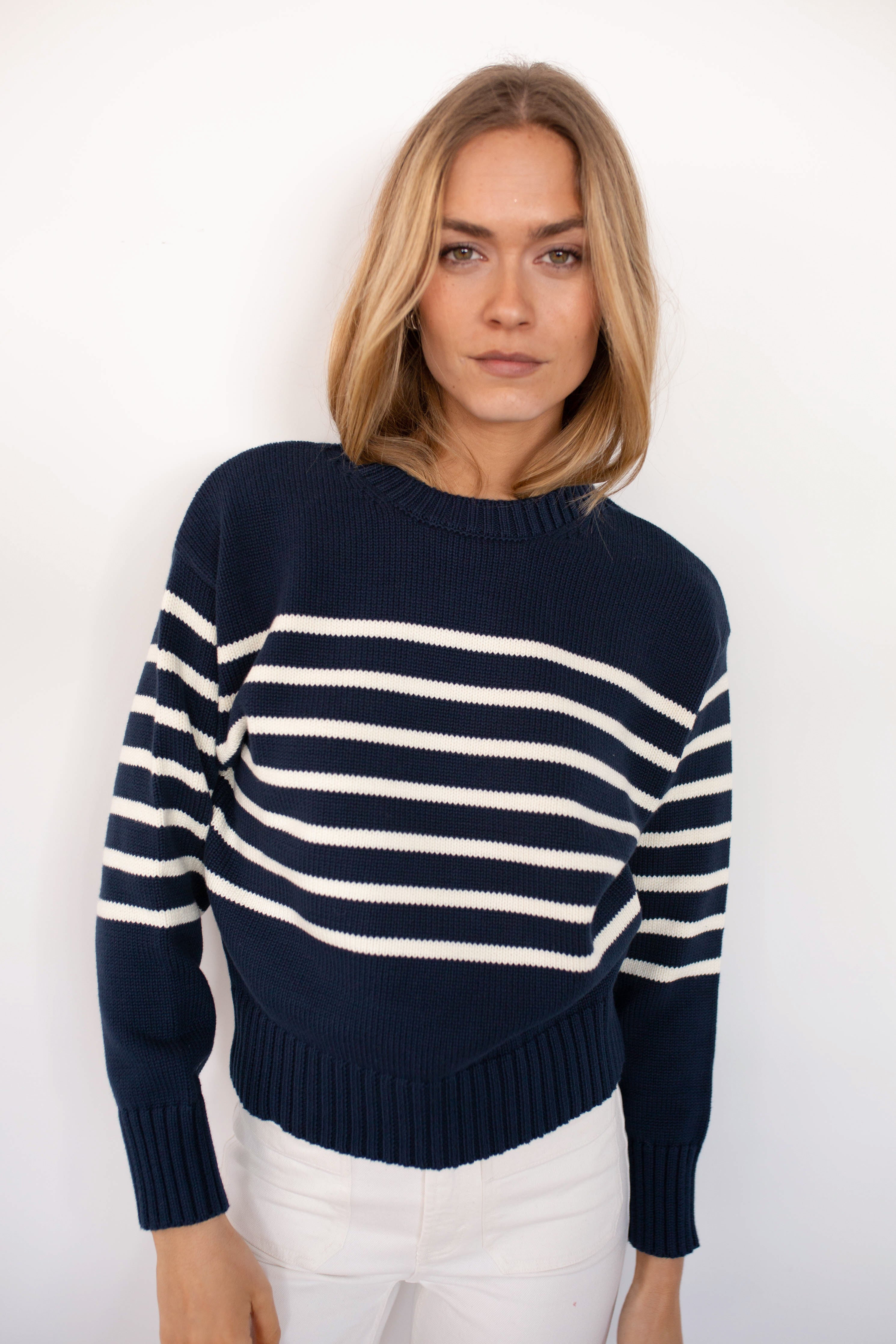 Lake Sweater - Navy/Ivory Stripe – Marea by Liz Joy