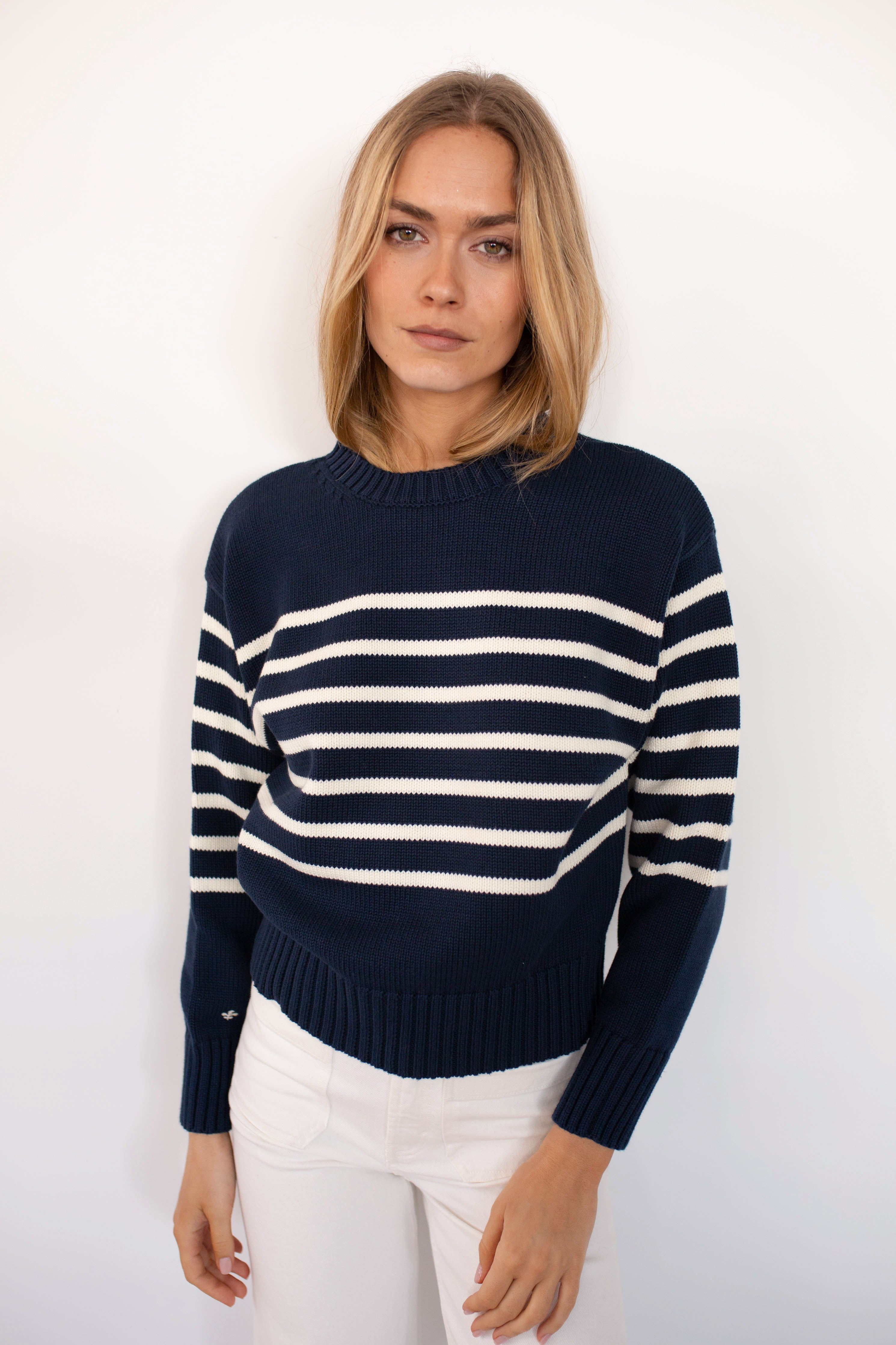 Lake Sweater - Navy/Ivory Stripe – Marea by Liz Joy