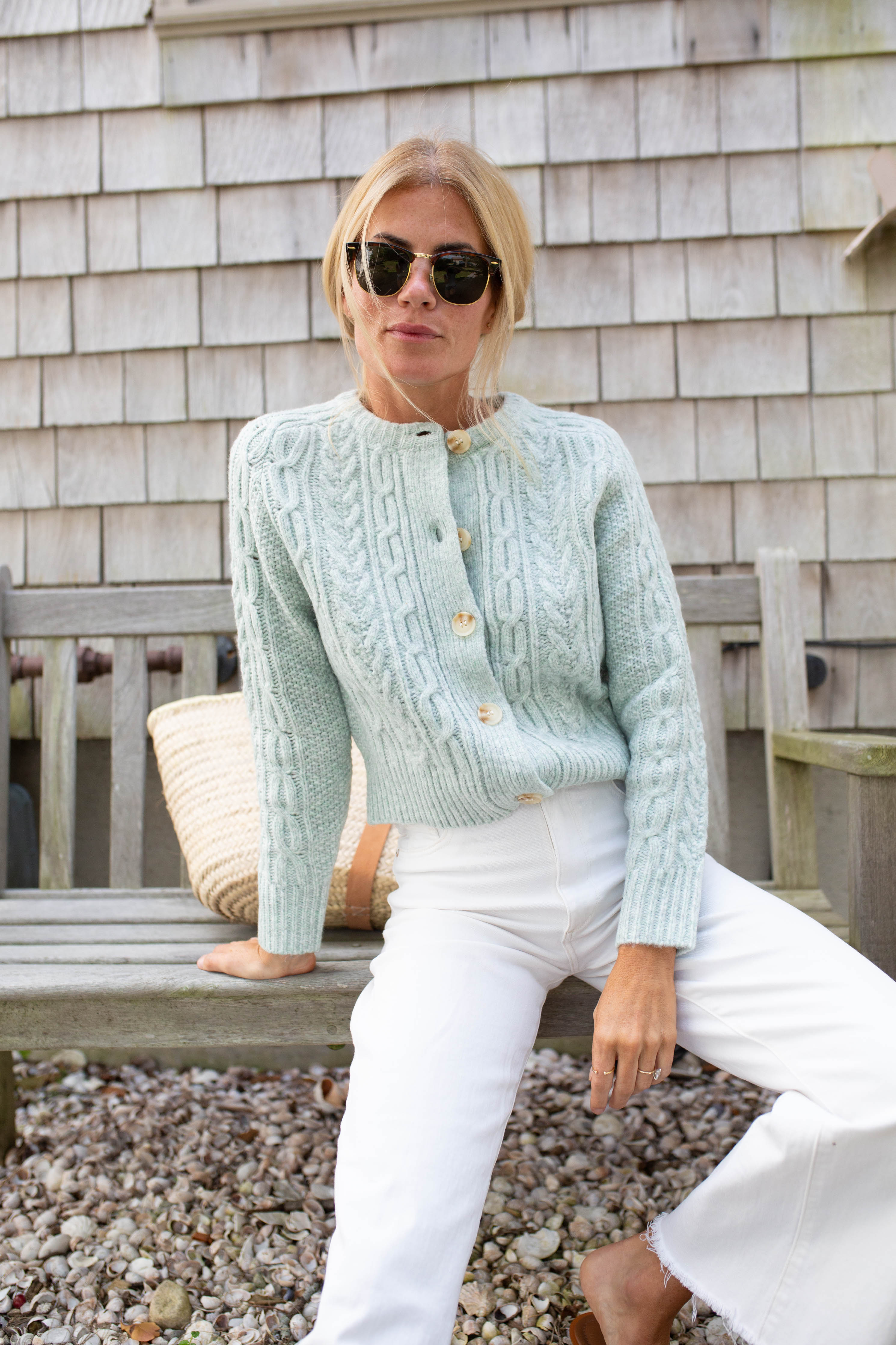 Cable Knit Cardigan - Seafoam – Marea by Liz Joy