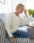 Classic Cable Knit Cardigan in Ivory