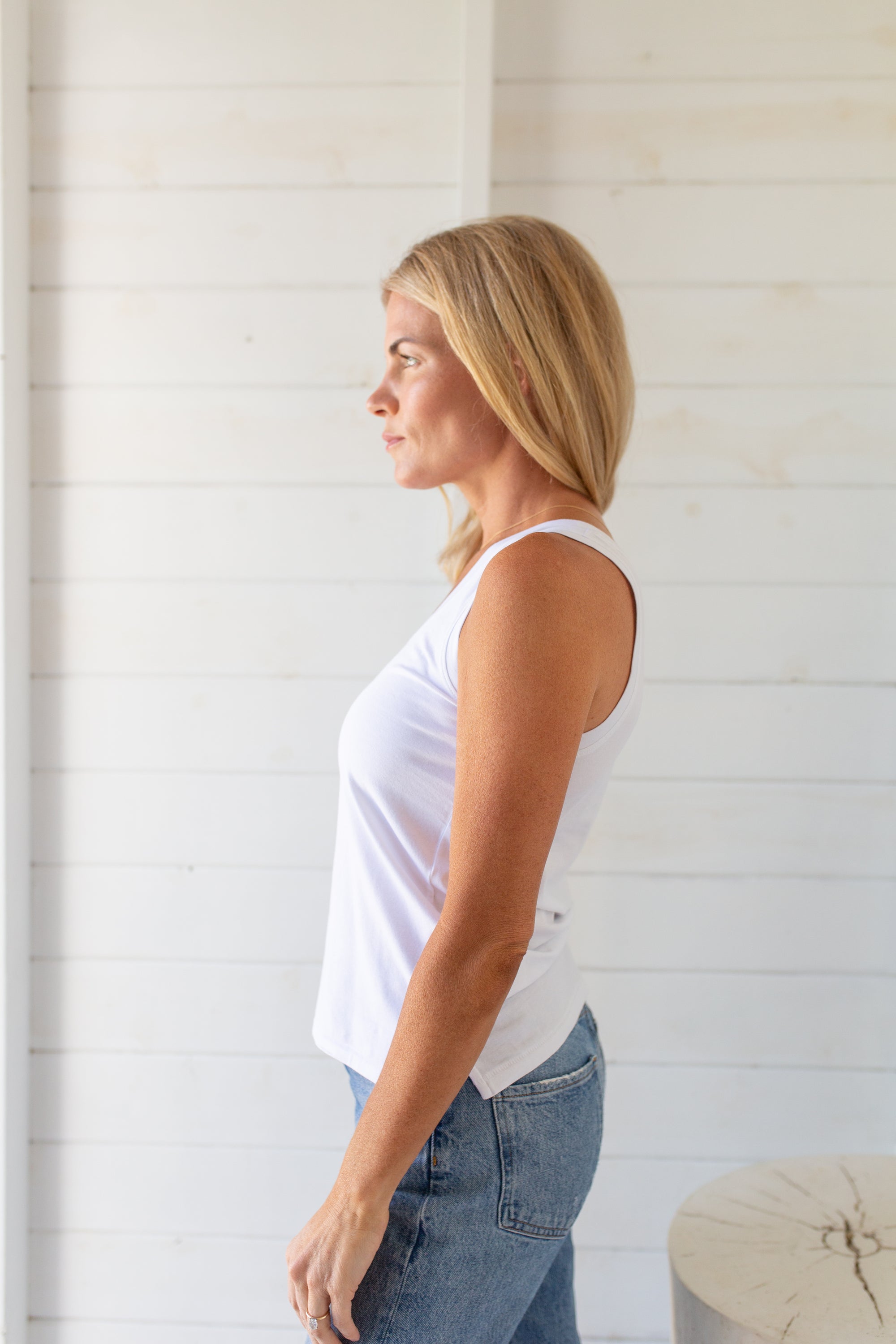 Soft Tee Scoop Tank - White