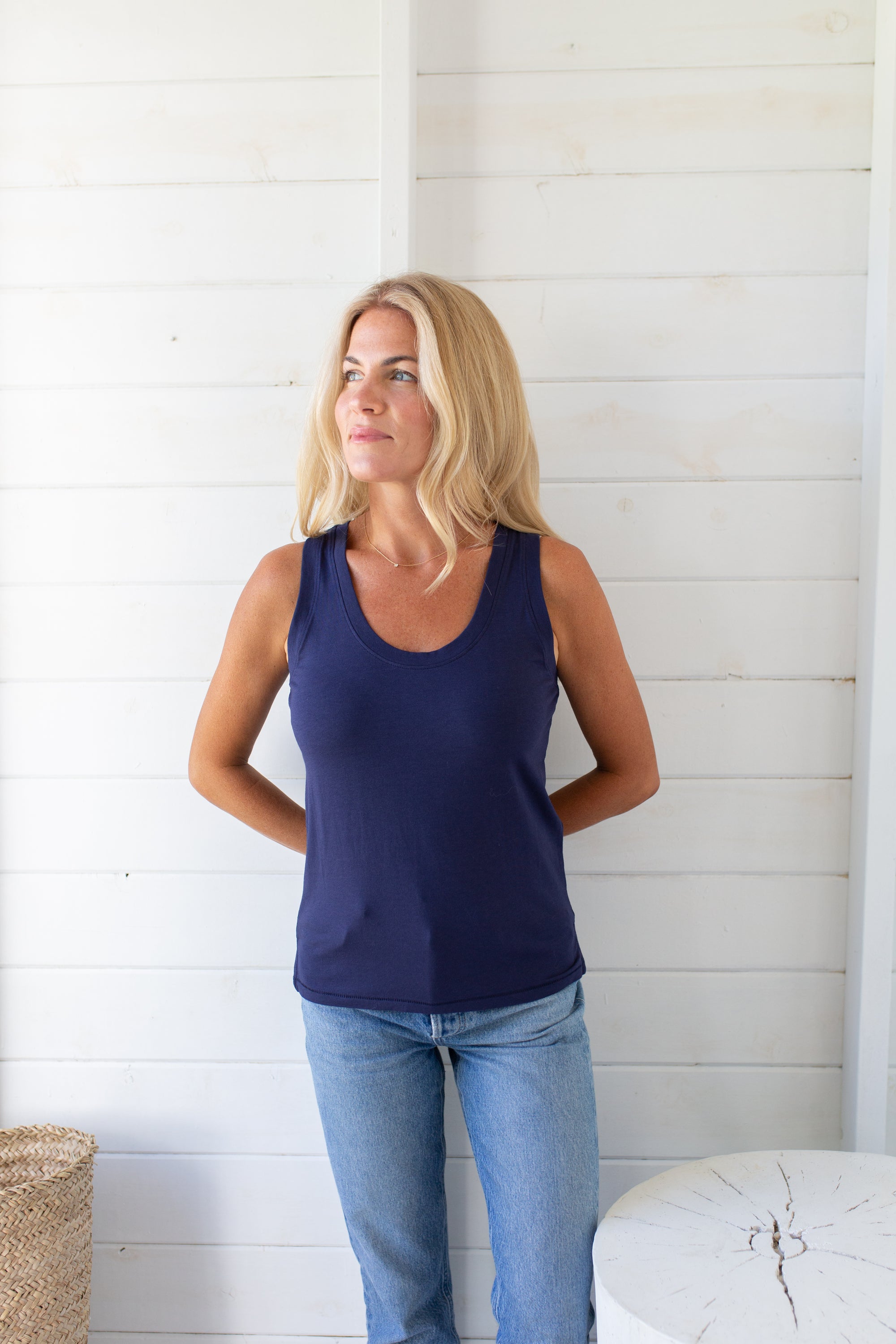 Soft Tee Scoop Tank - Evening Blue