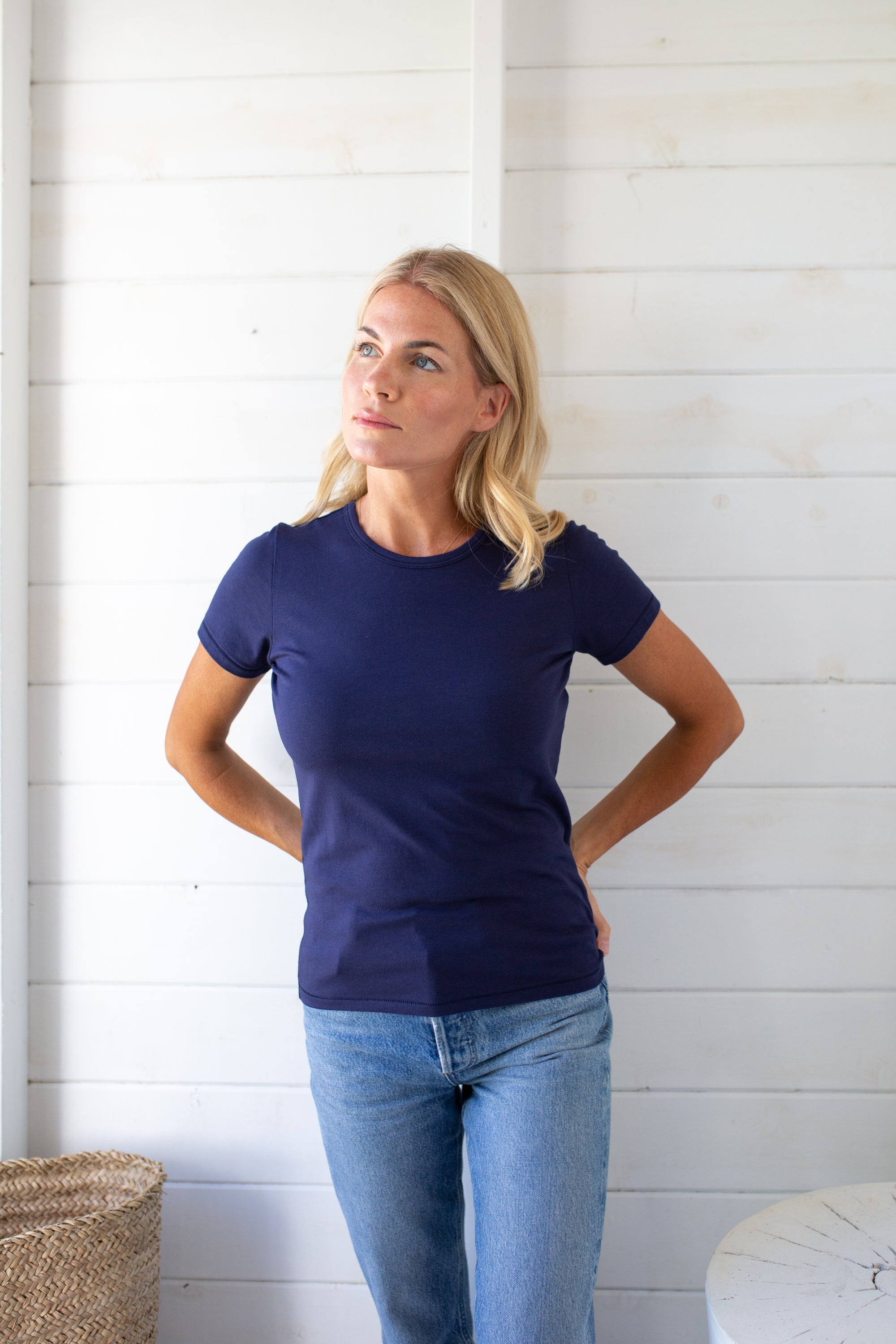 Short Sleeve Fitted Crew Tee - Evening Blue