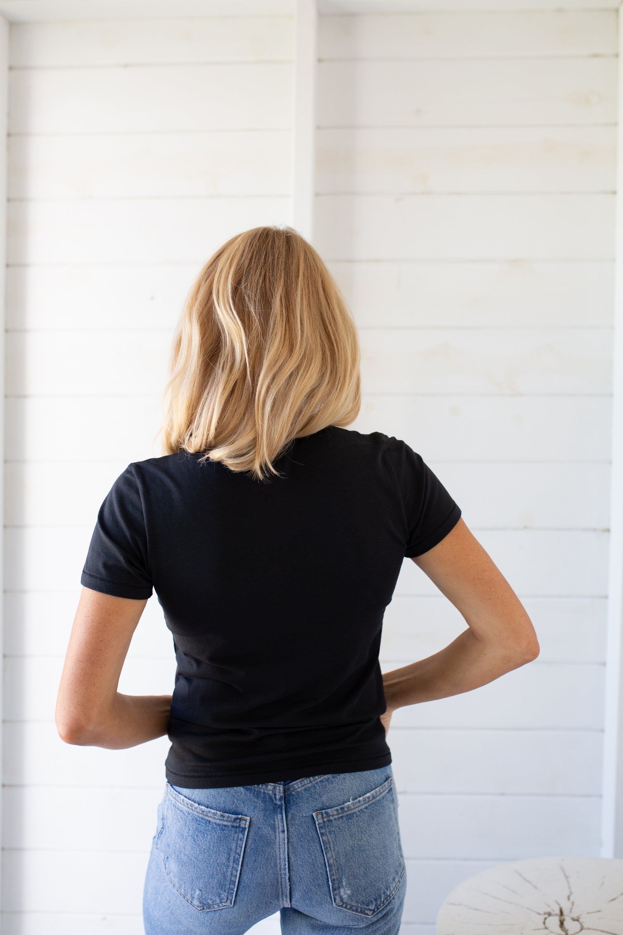 Short Sleeve Fitted Crew Tee - Black