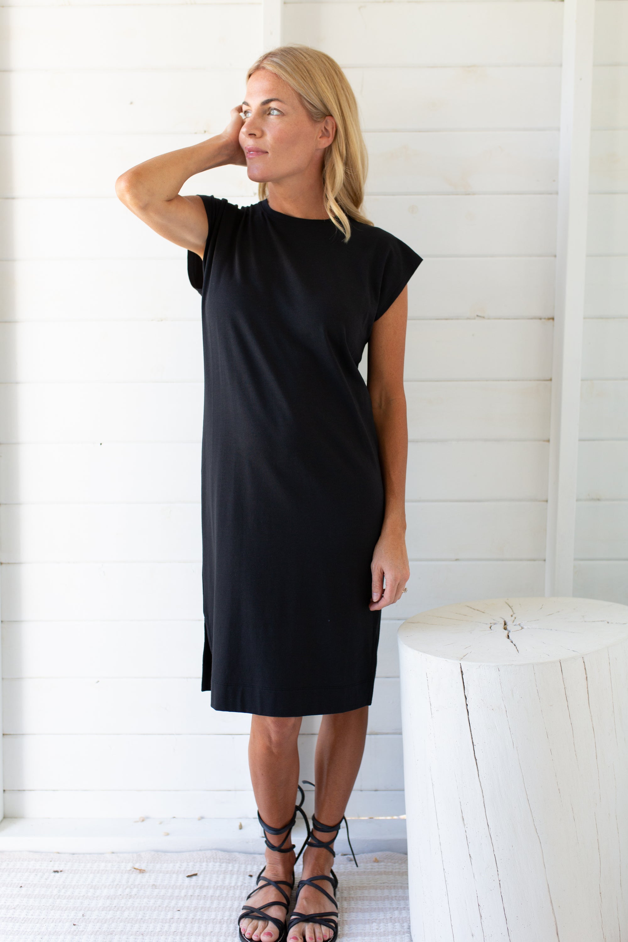 Soft Tee Midi Dress - Black