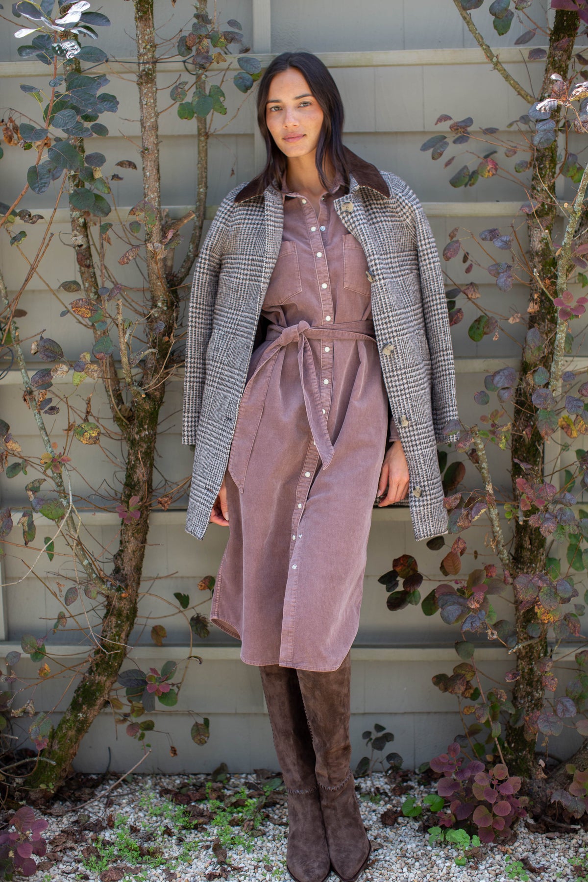 Teagan Corduroy Shirtdress - Brown