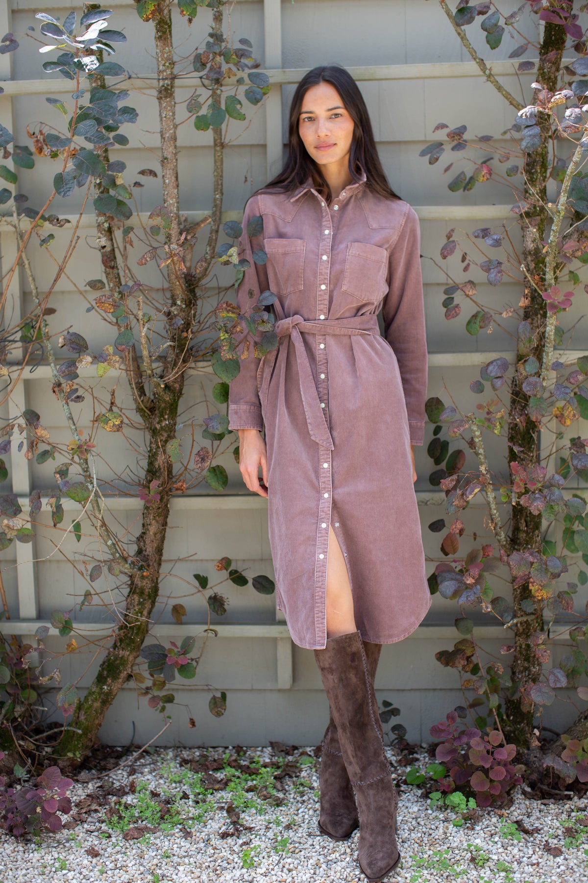 Teagan Corduroy Shirtdress - Brown