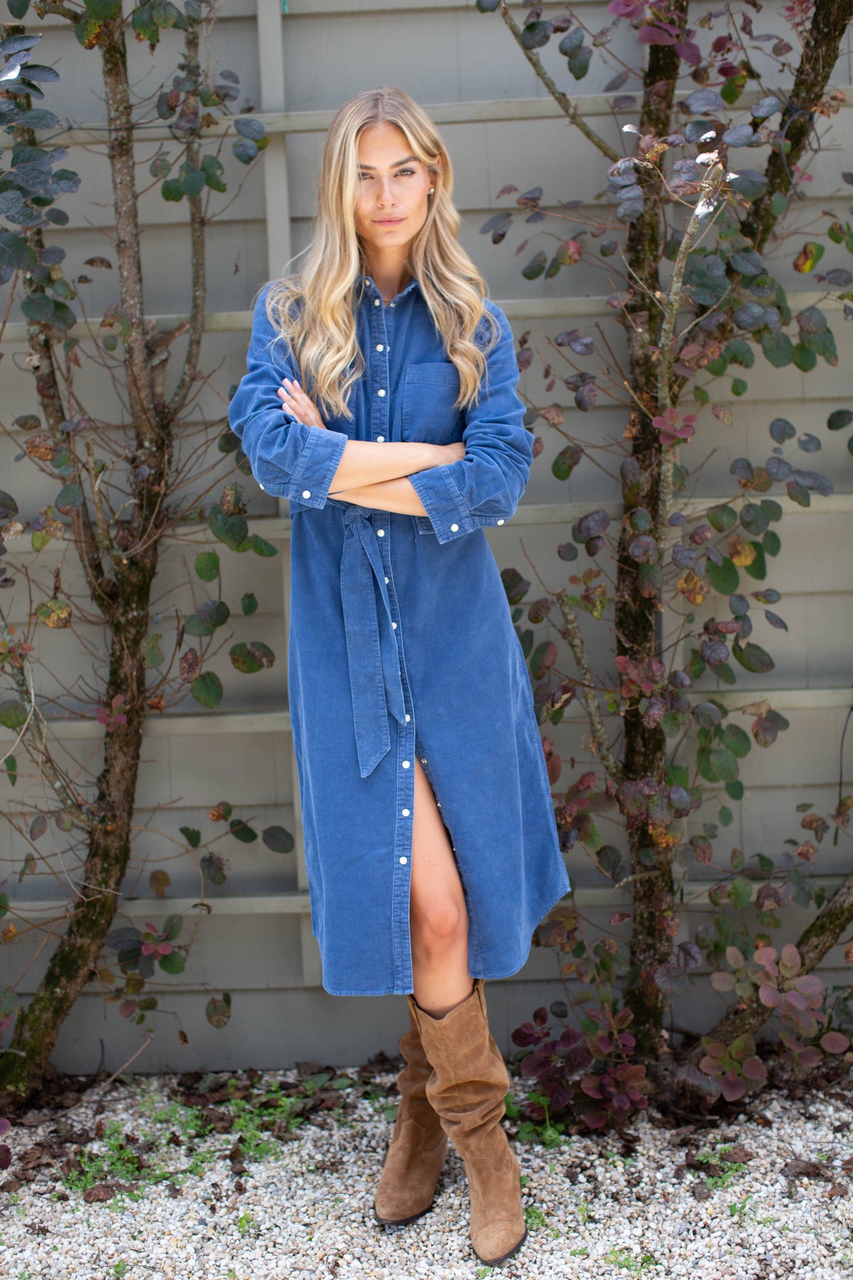 Teagan Corduroy Shirtdress - Indigo