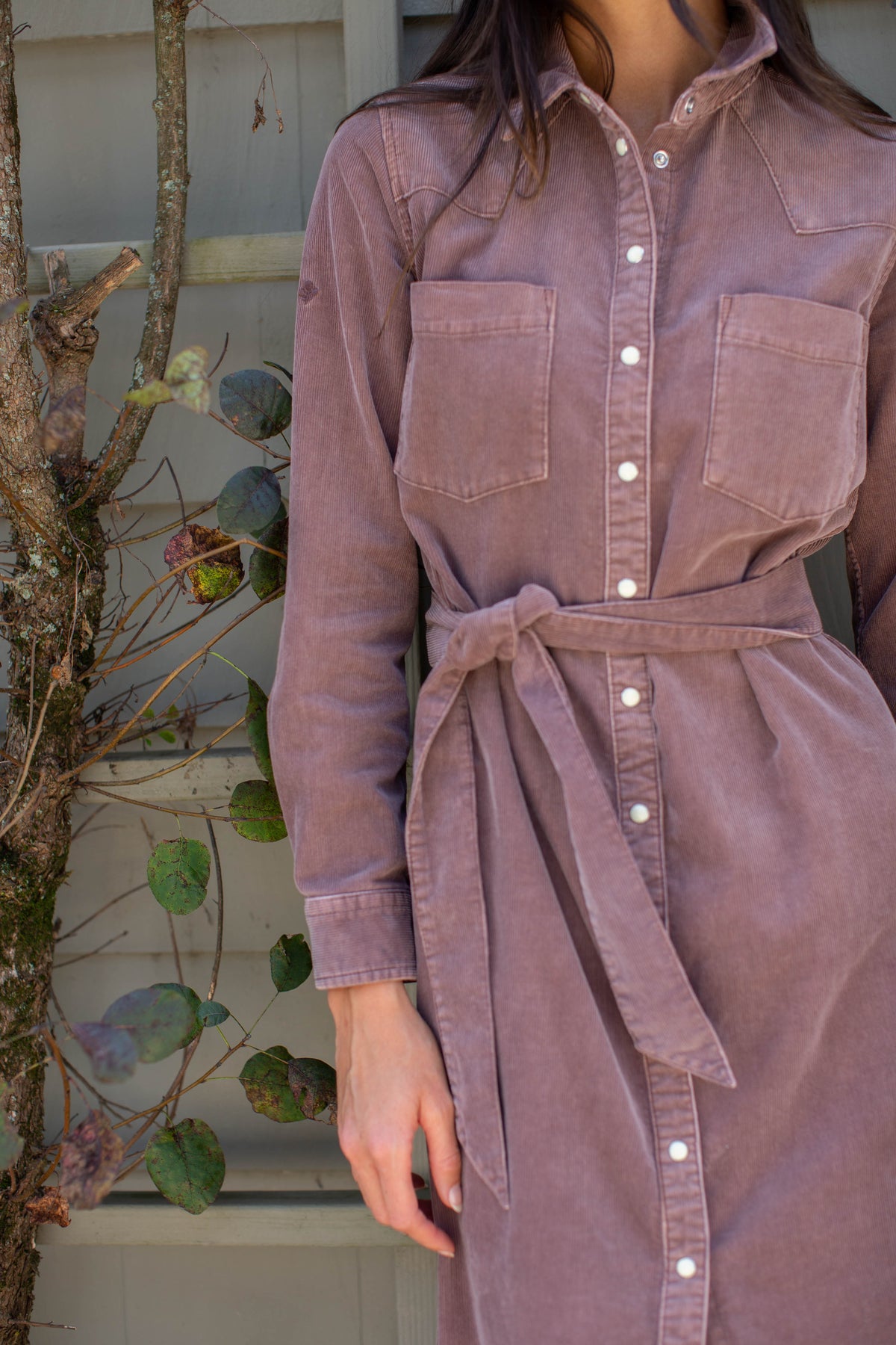 Teagan Corduroy Shirtdress - Brown