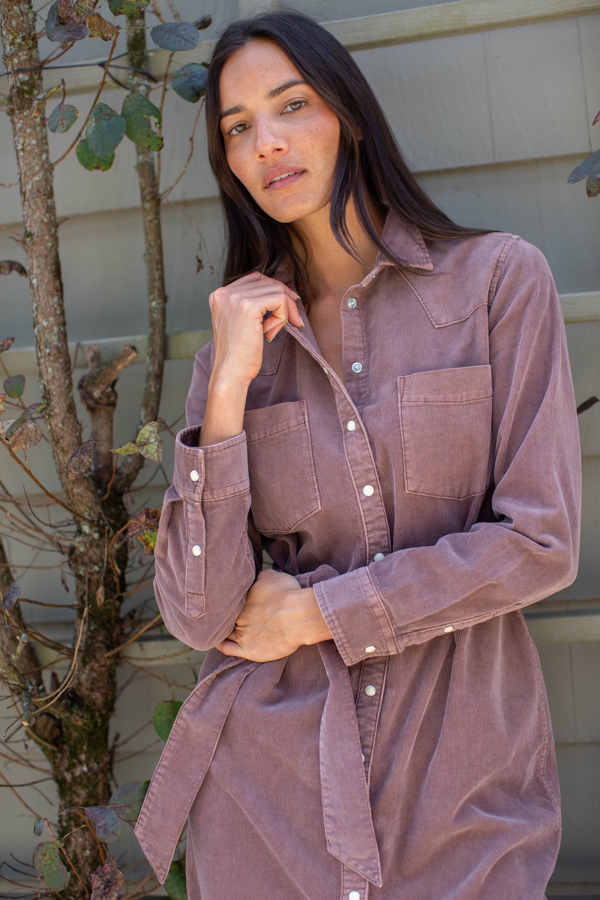 Teagan Corduroy Shirtdress - Brown