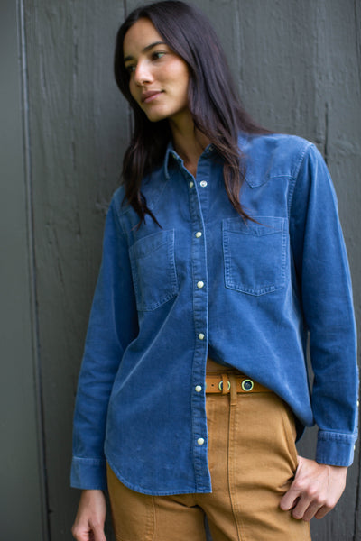 Western Corduroy Shirt - Indigo