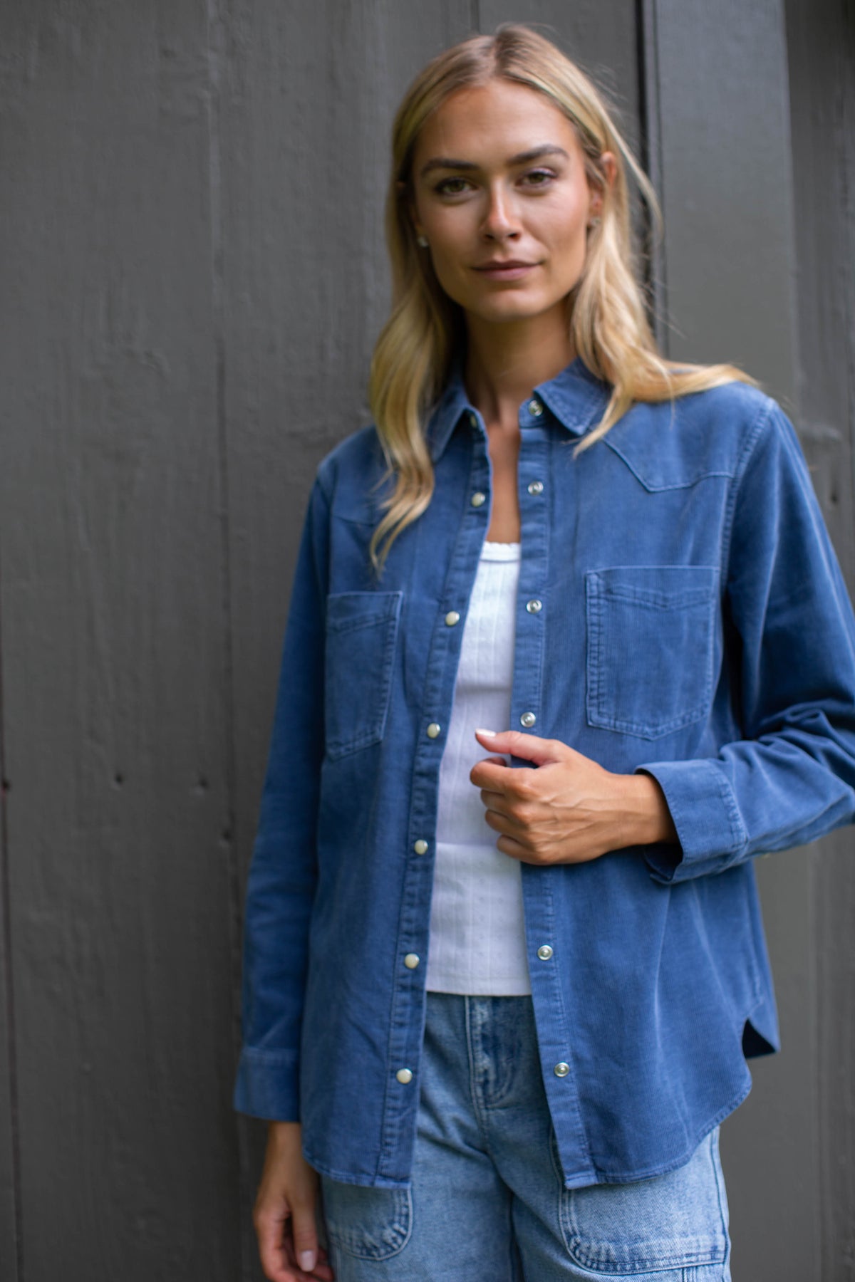 Western Corduroy Shirt - Indigo